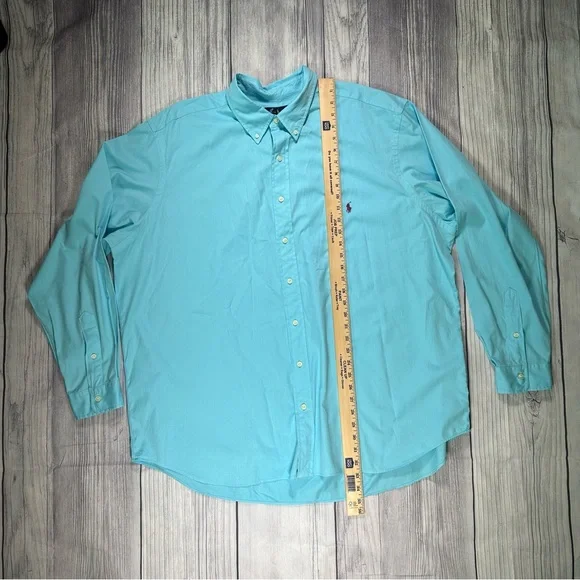 POLO RALPH LAUREN Long Sleeve Dress Shirt with Purple Embroidered Polo - Picture 5 of 6